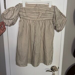 Abercrombie & Fitch Striped Cream Dress